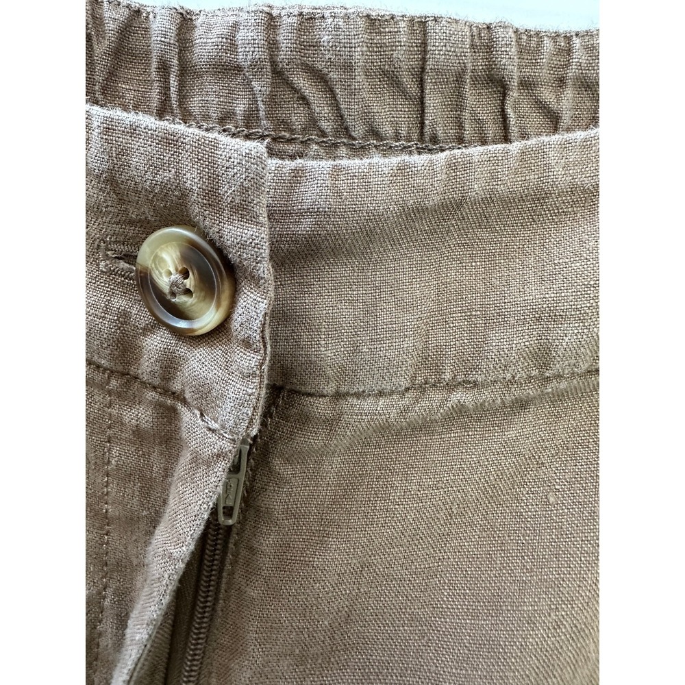 Chico's Wide Leg 100% Linen Faded Brown Relaxed Cargo Crop Pants Size 2 US 12 - Picture 6 of 16
